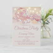 ピンクのフローラストリングライツ企業のホリデーパーティー 招待状 (スタンド正面)