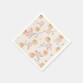 ピンクのフローラスプレーと金ゴールドスパッタのドット スタンダードカクテルナプキン (角)