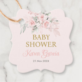 ピンクのフローラスペインの赤ちゃんシャワーガール フェイバータグ