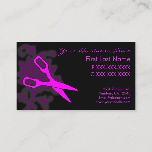 ピンクのフローラスワールヘアカットの名刺 名刺 (正面)