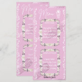 ピンクのフローラス結婚クリプトのメニューカード メニュー (正面/裏面)