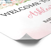 ピンクのフローラゾウのバルーンベビーシャワーへようこそ ポスター (角)