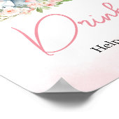 ピンクのフローラゾウのバルーン赤ちゃんシャワードリンク ポスター (角)