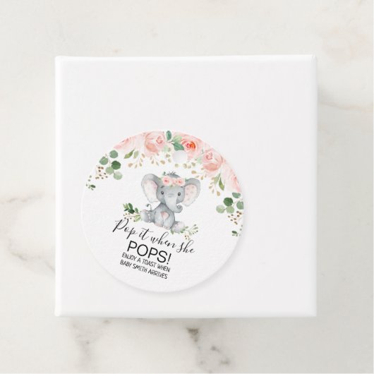 ピンクのフローラゾウの赤ちゃんポップ・アートのシャワー フェイバータグ (インサイチュ)