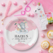 ピンクのフローラゾウ小さなピーナッツ赤ちゃんシャワー ペーパープレート (パーティー)