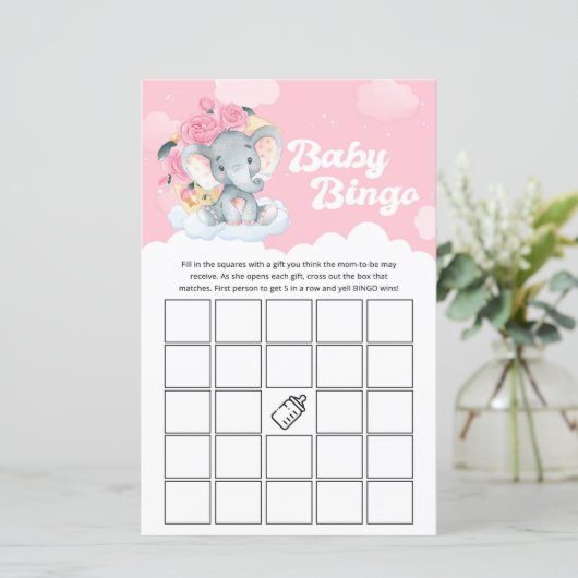 ピンクのフローラゾウ赤ちゃんシャワービンゴゲーム (スタンド正面)