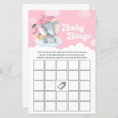 ピンクのフローラゾウ赤ちゃんシャワービンゴゲーム (正面/裏面)