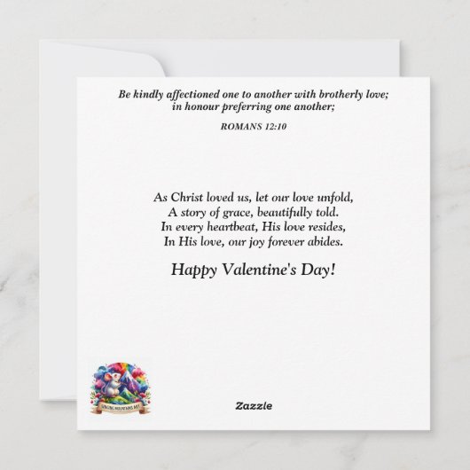 ピンクのフローラタキシードキットンハートファンタジーバレンタイン シーズンカード (裏面)