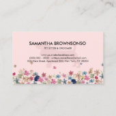 ピンクのフローラダシュンドドッグペットシッター 名刺 (裏面)