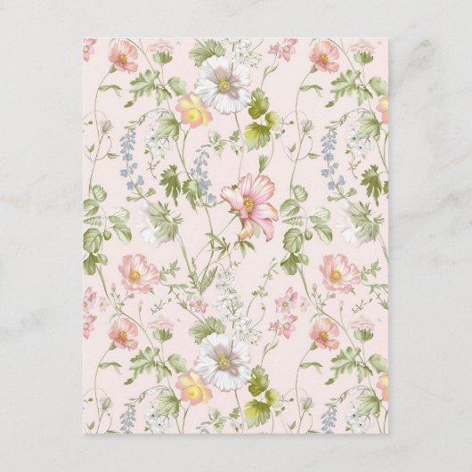 ピンクのフローラチノイスリーベビーシャワー エンクロージャーカード (裏面)