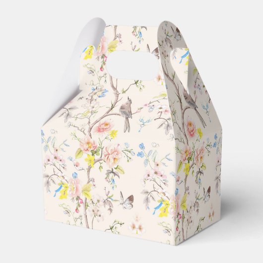 ピンクのフローラチノイスリーベビーシャワー フェイバーボックス (裏面サイド)