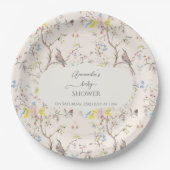 ピンクのフローラチノイスリーベビーシャワー ペーパープレート (正面)