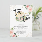 ピンクのフローラティーで2歳の誕生日パーティー 招待状 (スタンド正面)