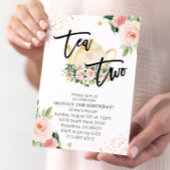 ピンクのフローラティーで2歳の誕生日パーティー 招待状