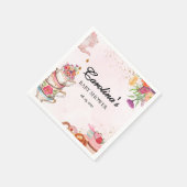 ピンクのフローラティーパーティーベビーは醸造ベビーシャワー スタンダードカクテルナプキン (角)