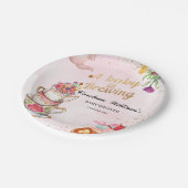 ピンクのフローラティーパーティーベビーは醸造ベビーシャワー ペーパープレート (アングル)