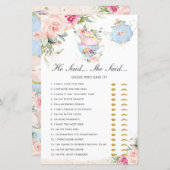 ピンクのフローラティーパーティー彼は彼女はブライダルゲームを言った (正面/裏面)