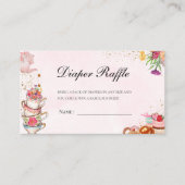 ピンクのフローラティーベビーはブルーイング赤ちゃんシャワーおむつ エンクロージャーカード (正面)