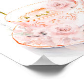 ピンクのフローラティー2つの誕生日ウェルカムサイン ポスター (角)