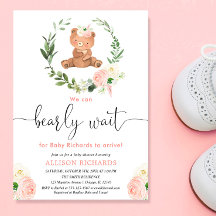 ピンクのフローラテディベア緑の女の子の赤ちゃんシャワー