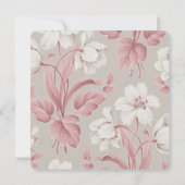 ピンクのフローラテディベア緑の女の子の赤ちゃんシャワー 招待状 (裏面)