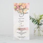 ピンクのフローラテーブル設定リハーサルディナー 招待状 (スタンド正面)
