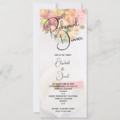 ピンクのフローラテーブル設定リハーサルディナー 招待状 (正面)