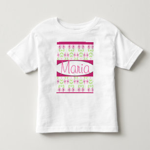 ピンクのフローラデザイナー トドラーTシャツ