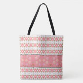 ピンクのフローラデザイナー トートバッグ (正面)