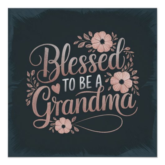 ピンクのフローラデザインのための母の日おばあちゃん引用文 ポスター (正面)