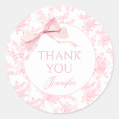 ピンクのフローラトイレボキシボンベビーガールシャワー ラウンドシール (正面)