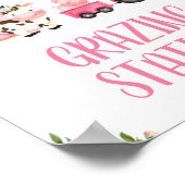 ピンクのフローラトラクターファーム動物誕生日標識 ポスター (角)