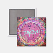 ピンクのフローラトレンディー1語のインスピレーションを向上 マグネット (正面/裏面)