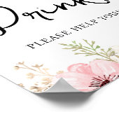 ピンクのフローラドリンク赤ちゃんシャワー ポスター (角)