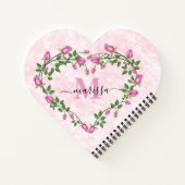 ピンクのフローラノートのハート ノートブック (裏面)