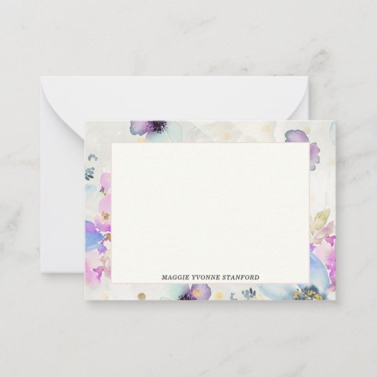 ピンクのフローラノートカード ノートカード (正面)