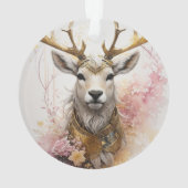 ピンクのフローラノーネックレスファンタジースタイルを持つ鹿 オーナメント (裏面)