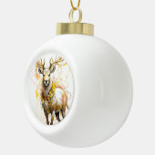 ピンクのフローラノーネックレスファンタジースタイルを持つ鹿 セラミックボールオーナメント (右)