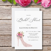 ピンクのフローラハイヒールブライダルシャワー招待 招待状