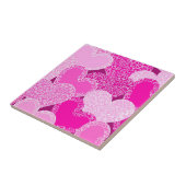 ピンクのフローラハートパターン タイル (側面)