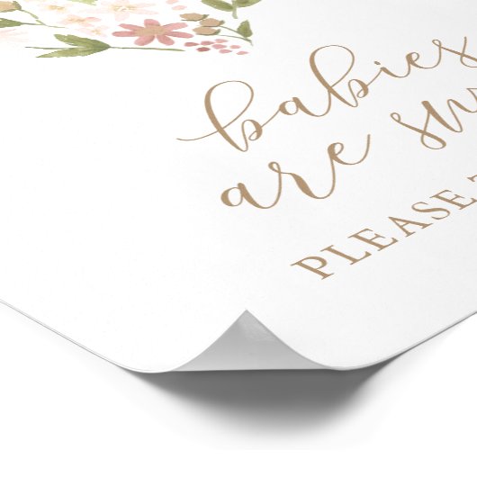 ピンクのフローラハートベビーシャワーベビーは甘い ポスター (角)