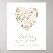 ピンクのフローラハートベビーシャワーベビーは甘い ポスター (正面)