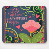ピンクのフローラハート冒険陽気かわいらし マウスパッド (正面)