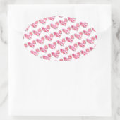 ピンクのフローラハート封筒用シール 楕円形シール (バッグ)