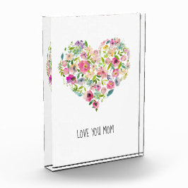 ピンクのフローラハート愛あなたママ母の日の甘い フォトブロック