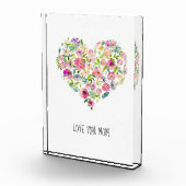 ピンクのフローラハート愛あなたママ母の日の甘い フォトブロック (右)