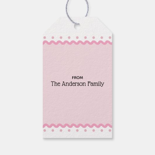 ピンクのフローラハート誕生日 ギフトタグ (裏面)