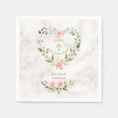 ピンクのフローラハート金ゴールド大理石ガール確認 スタンダードカクテルナプキン (正面)