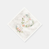 ピンクのフローラハート金ゴールド大理石ガール確認 スタンダードカクテルナプキン (角)