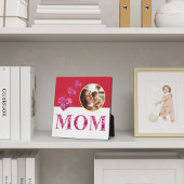 ピンクのフローラハート"MOM"赤い黄色の白い写真 フォトプラーク